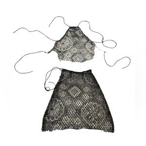 Rhinestone two piece set swimsuit coverup